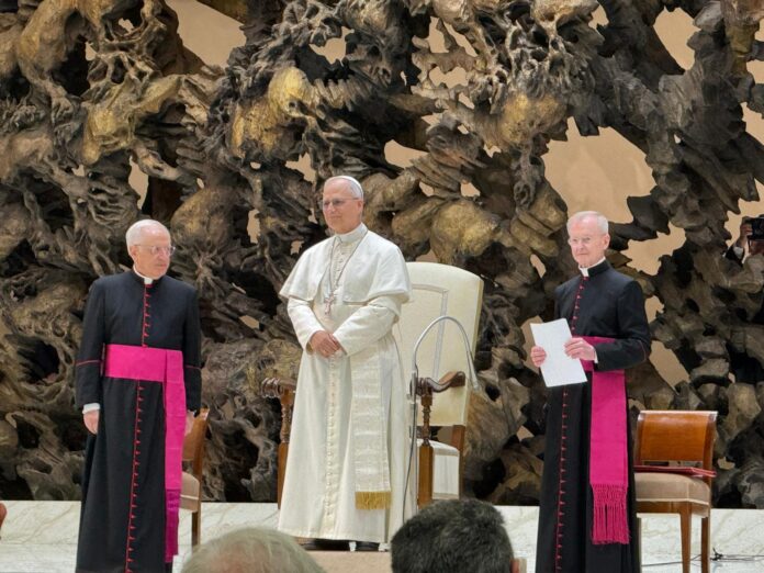 Papst Leo XIV. bei der Audienz mit Journalisten