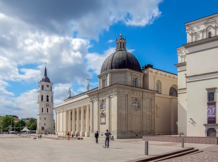 Domplatz in Vilnius, wo der Marsch für das Leben zu Ende geht
