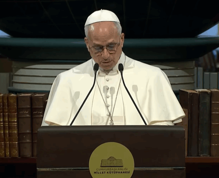 Papst Leo XIV bei seiner Ansprache in der Türkei