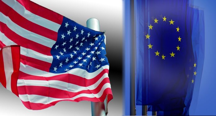 USA- und Europaflagge