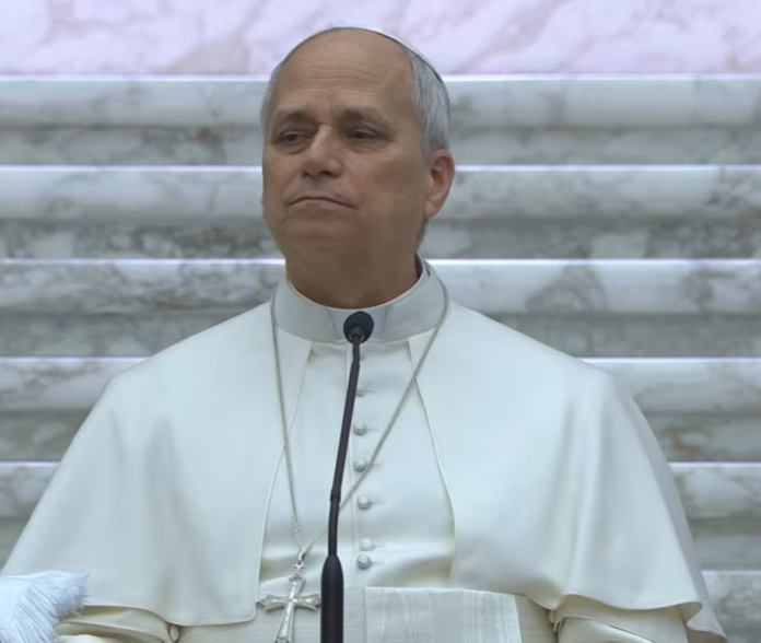 Papst Leo XIV. bei der Audienz mit den römischen Priestern